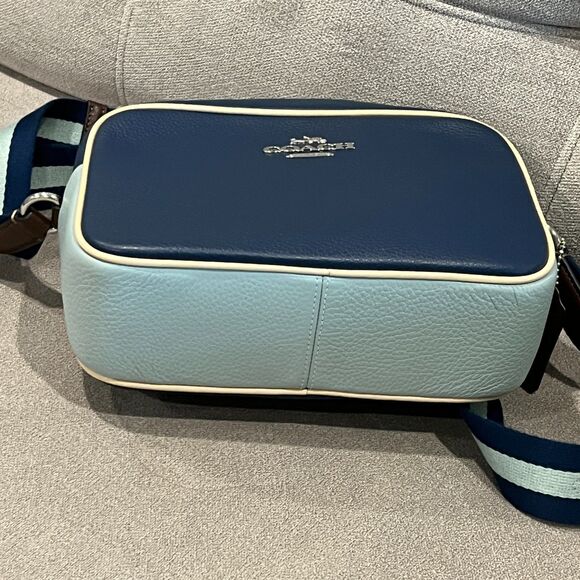 COACH Mini Jamie Camera Bag In Leather Sport Deep Light Blue - Picture 8 of 11